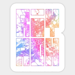 Riyadh, Saudi Arabia City Map Typography - Colorful Sticker